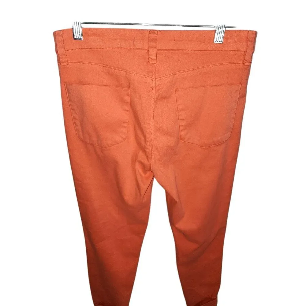 J Brand Luxe Sateen‎ Orange Mid-Rise Skinny Crop Pants NWT